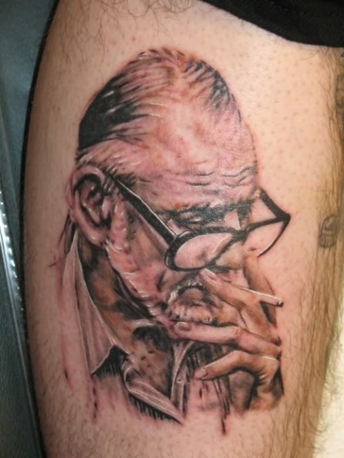 Old Man Smoking Tattoo