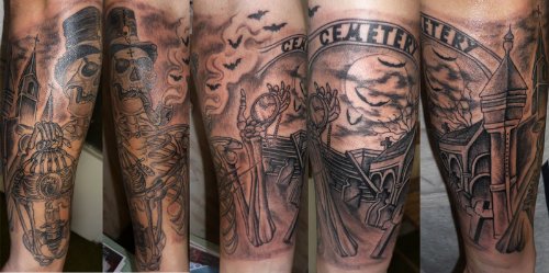 Grobishte Graveyard Tattoo On Sleeve