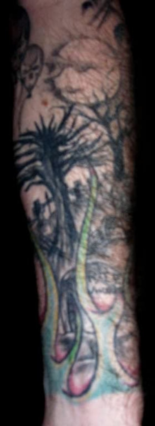 Moon And Tree Graveyard Tattoo