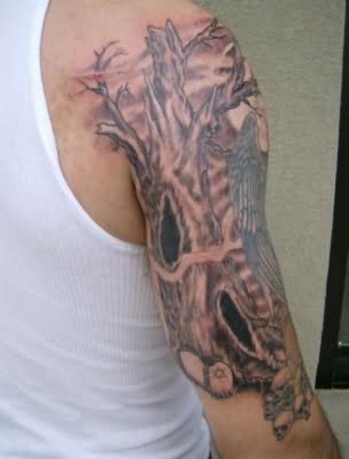 Graveyard Tree Tattoo For Shoulder