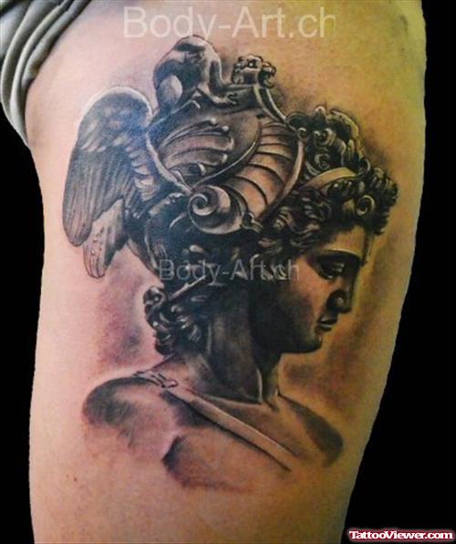 Greek Goddess Tattoo On Bicep
