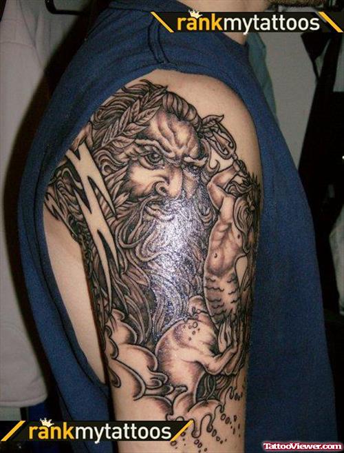 Best Grey Ink Greek Tattoo On Man Right Half Sleeve