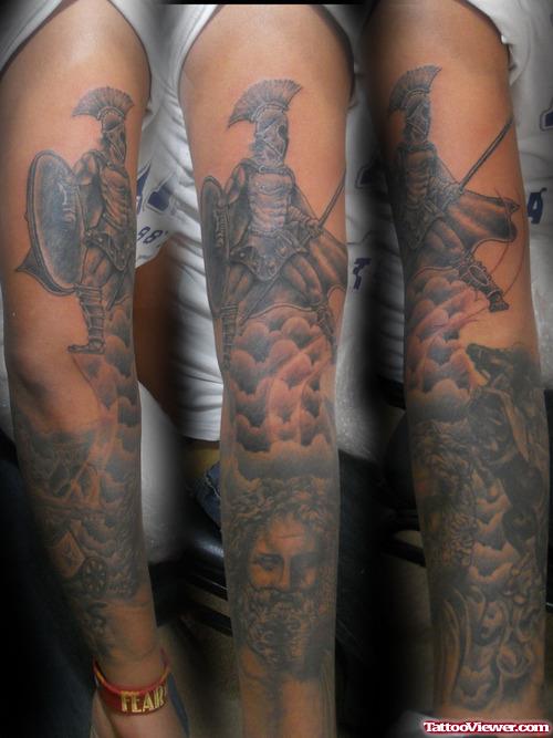 Attractive Greek Tattoo On Left Sleeve