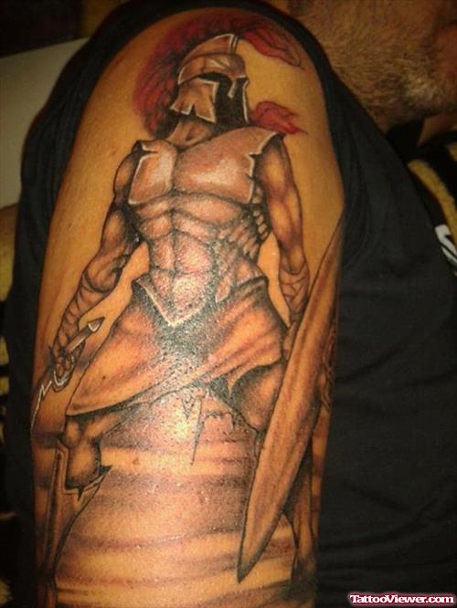 Ancient Greek Tattoo On Man Right Sleeve