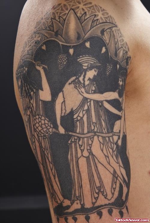 Greek Tattoo On Right Half Sleeve for Men