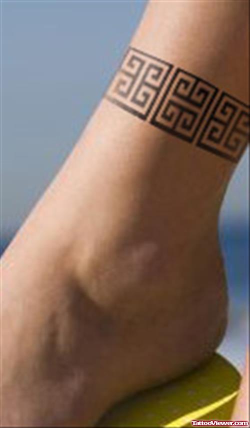 Greek Tattoo On Right Ankle