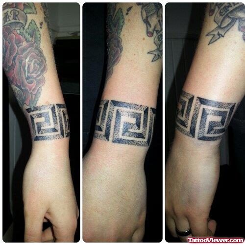 Best Black Ink Greek Tattoo On Wrist