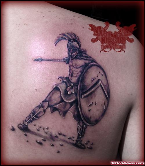 Ancient Greek Tattoo On Right Back Shoulder