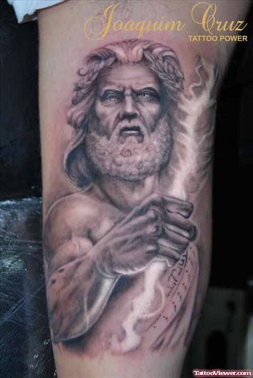 Best Grey Ink Greek Tattoo on Sleeve