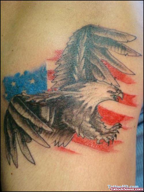 Color Flying Eagle Greek Tattoo
