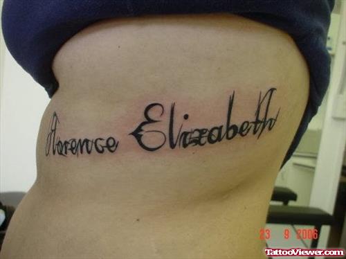 Aorence Elizabeth Greek Tattoo On Side Rib