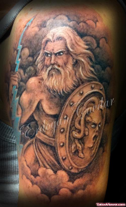Greek Tattoo On Left Half Sleeve