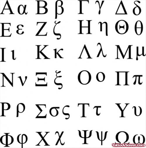 Greek Alphabets Tattoos Designs