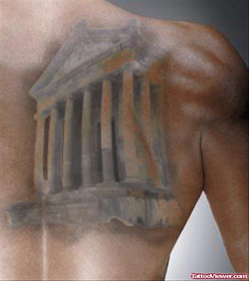Ancient Greek Tattoo On Back Shoulder