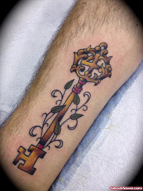 Greek Lock Key Tattoo On Arm