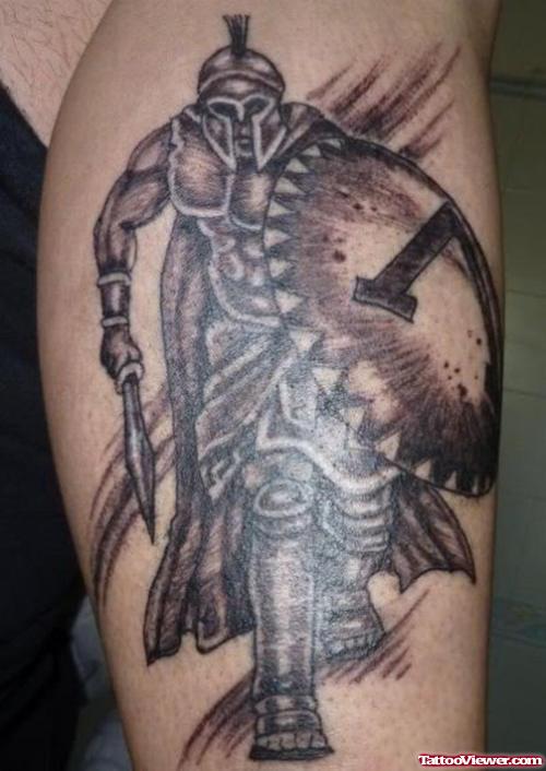 Ancient Greek Tattoo On Leg