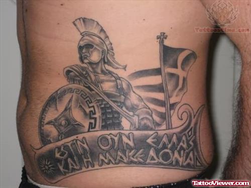 Greek Tattoo On Side Rib
