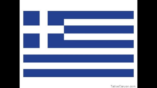 Blue Ink Greek Flag Tattoo Design