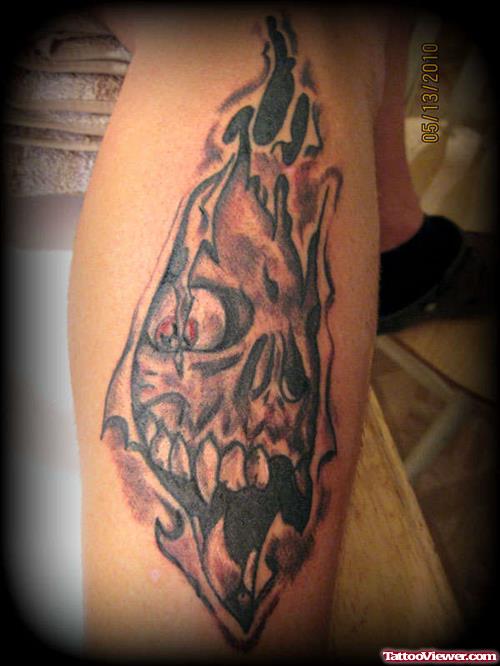 Ripped Skin Grim Reaper Tattoo On Leg
