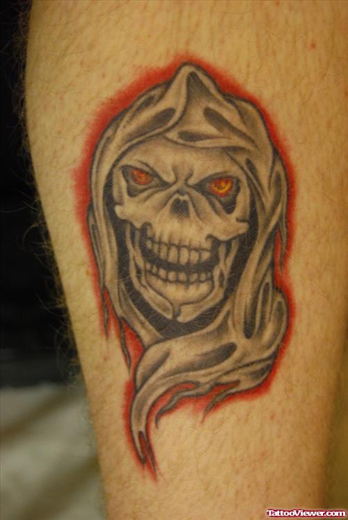 Red eyes Grim Reaper Tattoo On arm