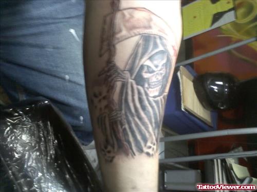 Grim Reaper Tattoo On Left Forearm