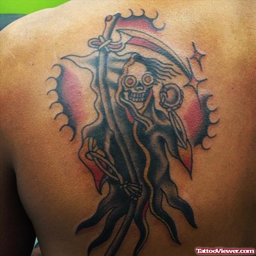 Grim Reaper Tattoo On Back Body