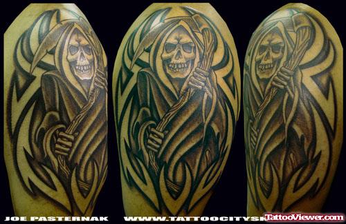 Beautiful Tribal Grim Reaper Tattoos Designs