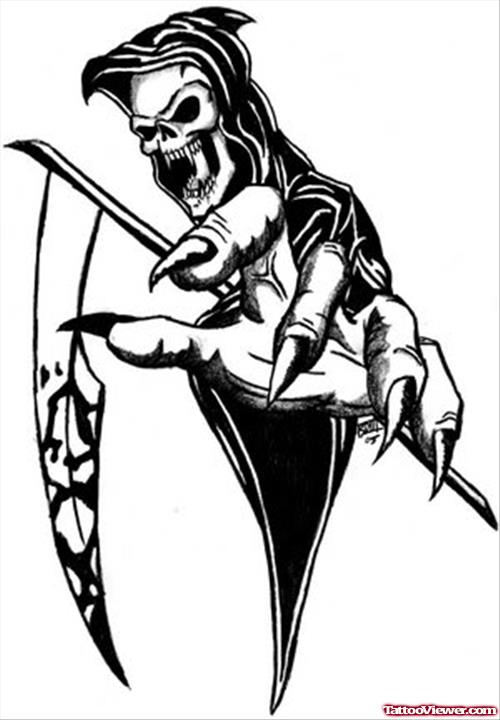 Awesome Grim Reaper Tattoo Design For Men