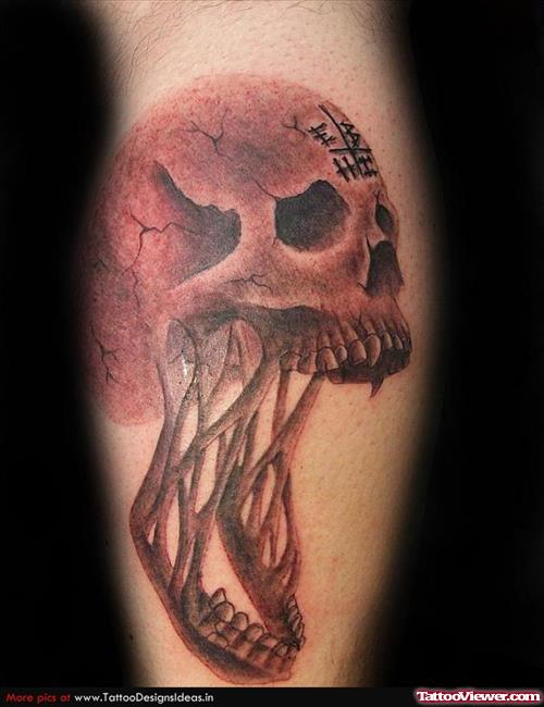 Grey Ink skull Grim Reaper Tattoo Design