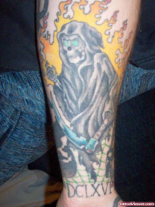 Flaming Grim Reaper Tattoo