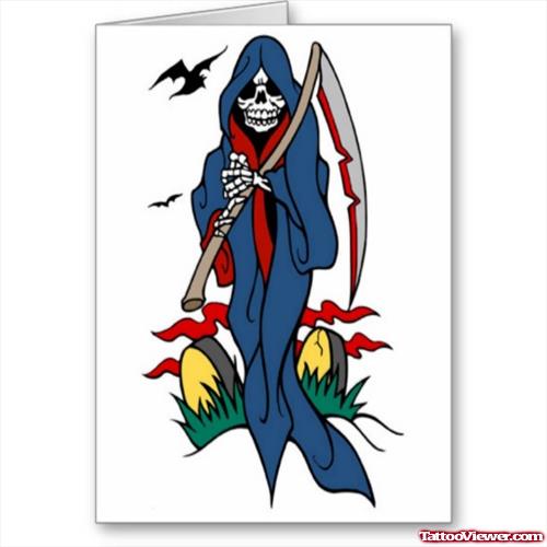Colored Grim Reaper Tattoo Design For Men