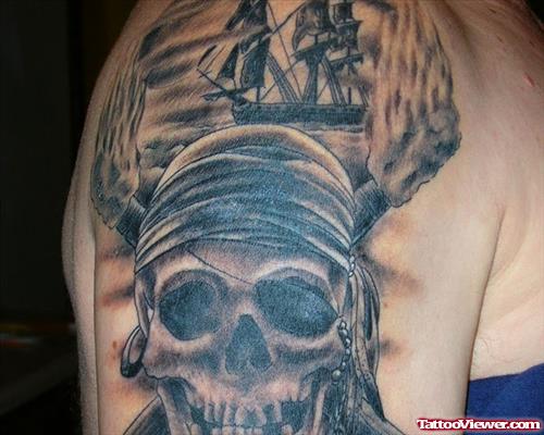 Pirate Grim Reaper Tattoo On Shoulder
