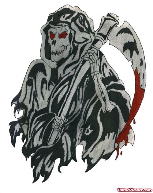 Good Grey Ink Grim Reaper Tattoo Design