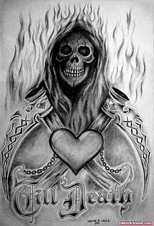 flaming Grim Reaper Tattoos Designs