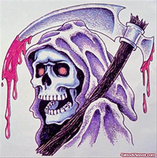 Color Ink Grim Reaper Tattoo Design