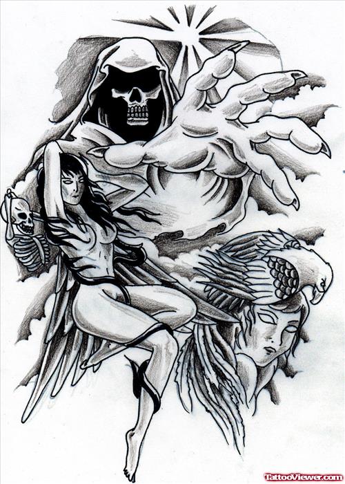 Traditional Grim Reaper Tattoo Design For Men