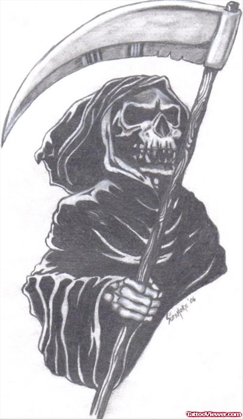 Awful Grim Reaper Tattoo Design For Guys