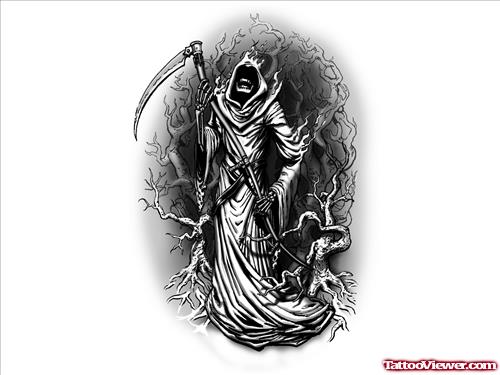 Amazing Grim Reaper Tattoo For Girls