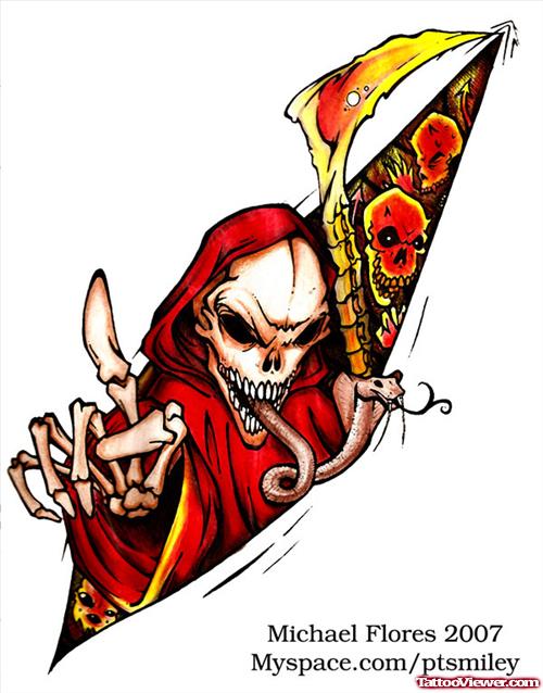 Colored Grim Reaper Tattoo Design
