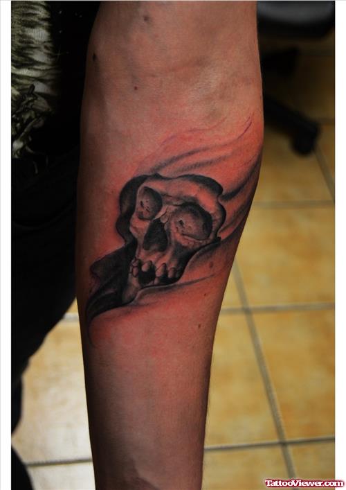 Small Grim Reaper Skull Tattoo On Arm