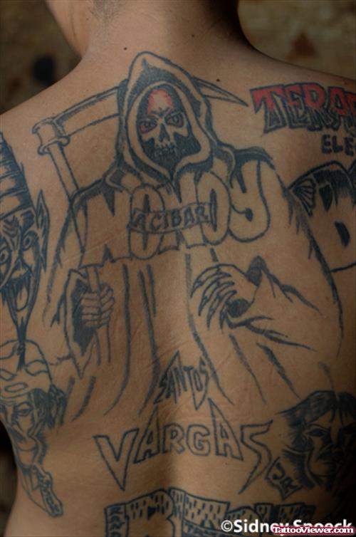 Grim Reaper Tattoo On Man Back