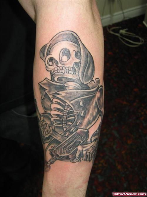 Grim Reaper Tattoo On Left Arm