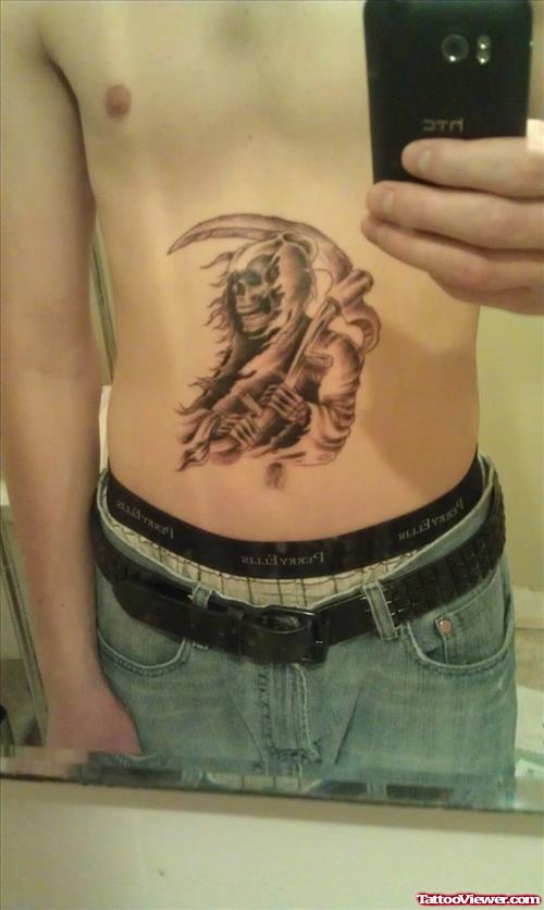 Grim Reaper Tattoo On Belly