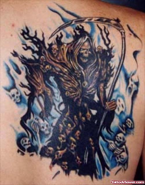 Best Right Back SHoulder Grim Reaper Tattoo