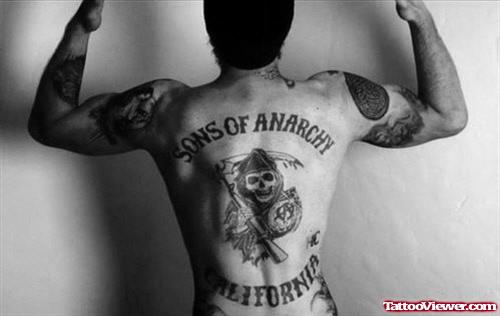 Attractive Sons Of anarchy Grim Reaper Tattoo On Back