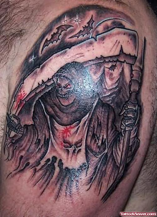 Large  Grim Reaper Skull Tattoo