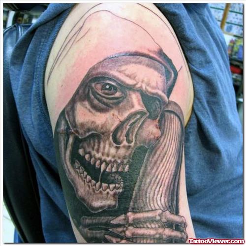 Scary  Grim Reaper Face Tattoo