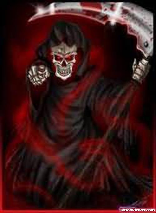 Grim Reaper Red Tattoo