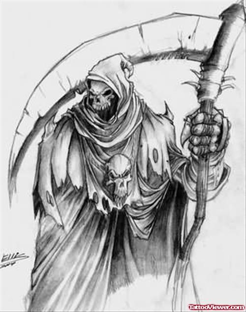 Grim Reaper Grey Tattoo Picture