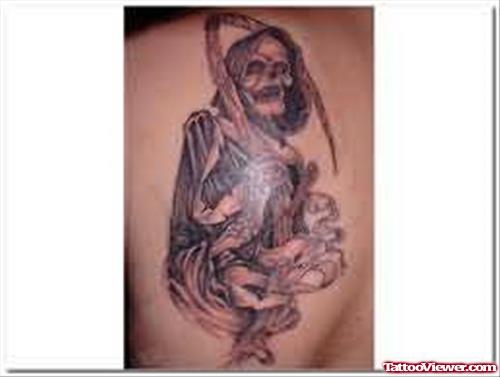 Upper Back Shoulder  Grim Reaper Tattoo